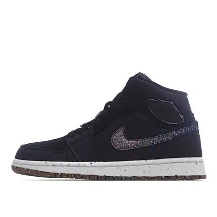 Air Jordan 1 MiD Mid-Top Basketball Shoes Ink Canvas Black