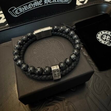 Chrome Hearts Cross Double Leather Strap Bracelet Bracelet