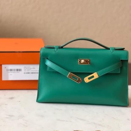 Hermès Kelly Pochette Vert Vertigo Swift Gold Hardware